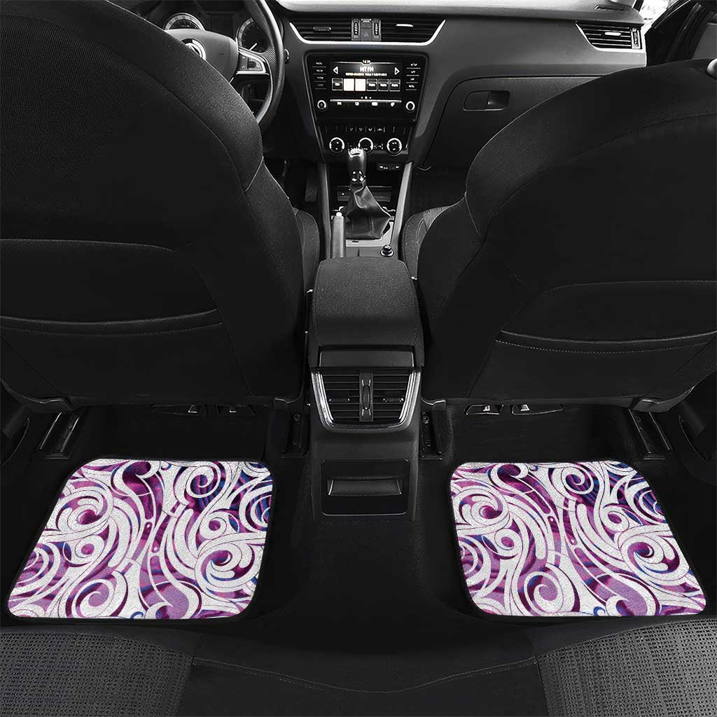 Mawhero Paua shell Kowhaiwhai Taniko Personalised Car Mats Turtle Tattoo Maori Tribal Style LT9 Set 2pcs - Back Pink - Polynesian Pride