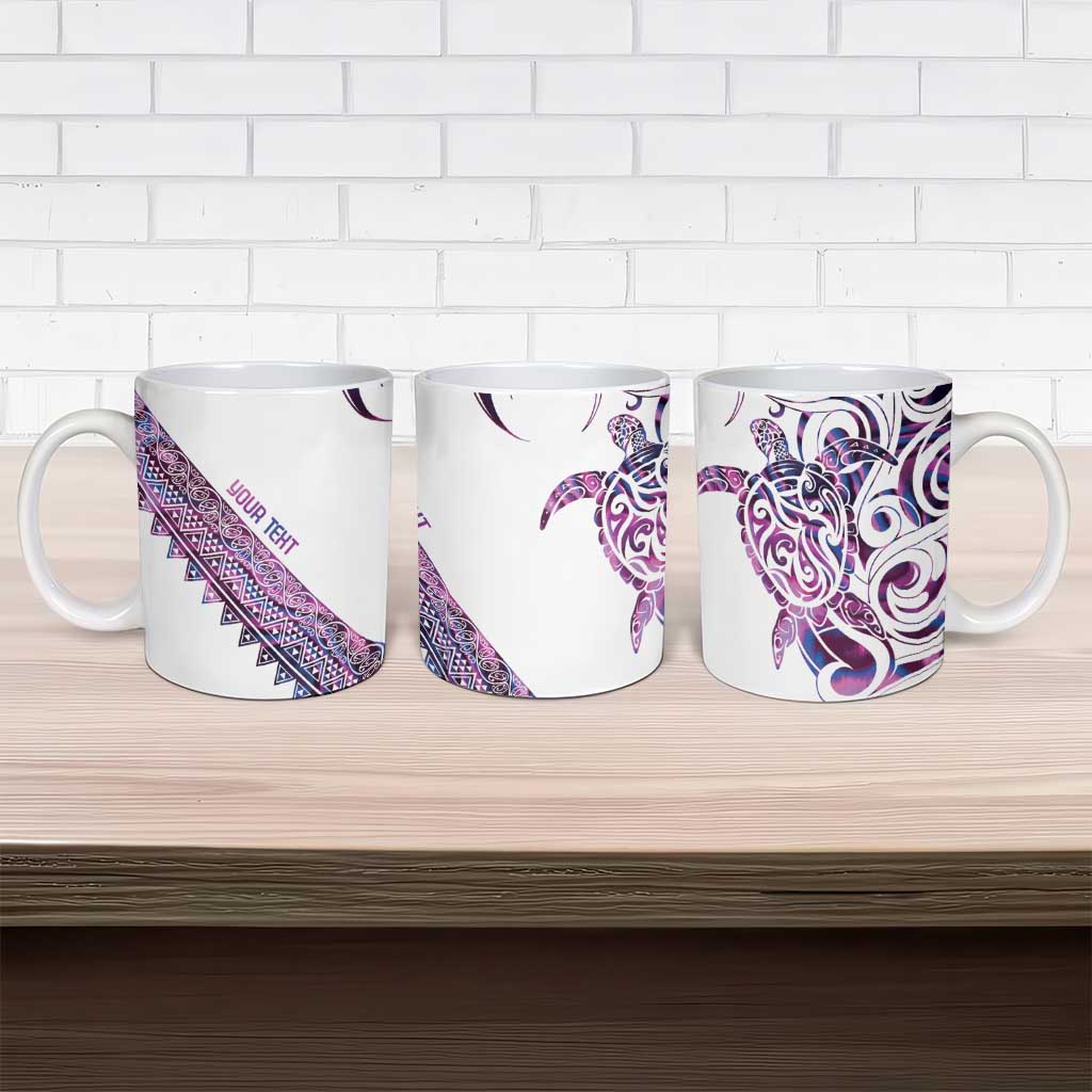 Mawhero Paua shell Kowhaiwhai Taniko Personalised Ceramic Mug Turtle Tattoo Maori Tribal Style