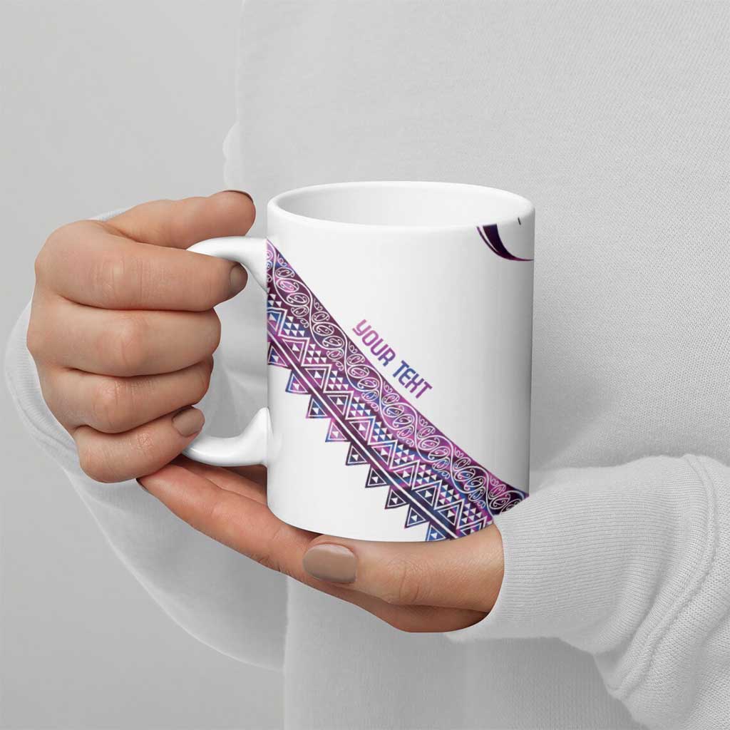 Mawhero Paua shell Kowhaiwhai Taniko Personalised Ceramic Mug Turtle Tattoo Maori Tribal Style