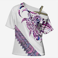 Mawhero Paua shell Kowhaiwhai Taniko Personalised Cross Shoulder Shirt Turtle Tattoo Maori Tribal Style