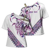 Mawhero Paua shell Kowhaiwhai Taniko Personalised Cross Shoulder Shirt Turtle Tattoo Maori Tribal Style