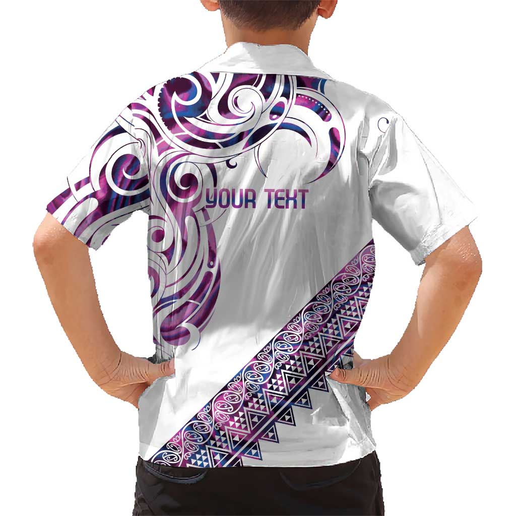Mawhero Paua shell Kowhaiwhai Taniko Personalised Family Matching Off Shoulder Short Dress and Hawaiian Shirt Turtle Tattoo Maori Tribal Style