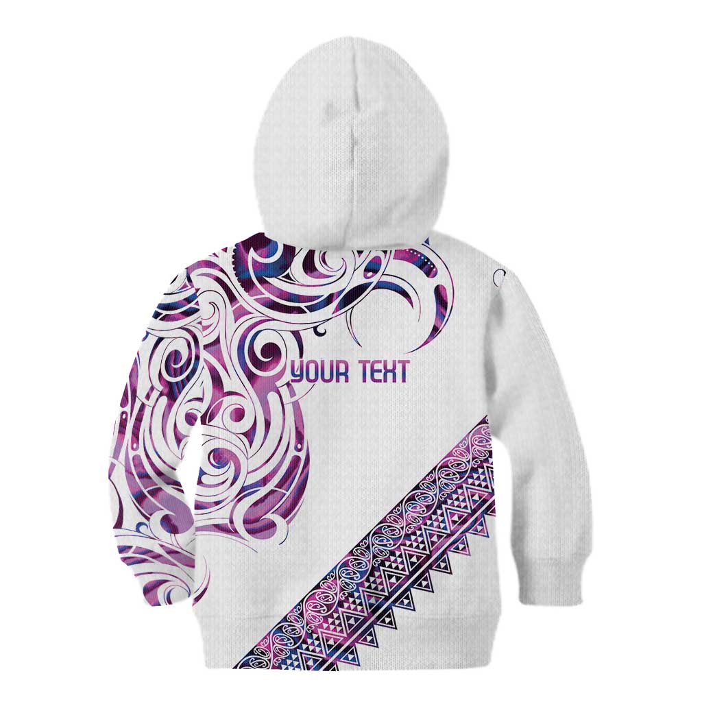 Mawhero Paua shell Kowhaiwhai Taniko Personalised Kid Hoodie Turtle Tattoo Maori Tribal Style