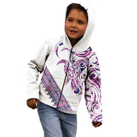 Mawhero Paua shell Kowhaiwhai Taniko Personalised Kid Hoodie Turtle Tattoo Maori Tribal Style
