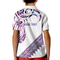 Mawhero Paua shell Kowhaiwhai Taniko Personalised Kid Polo Shirt Turtle Tattoo Maori Tribal Style