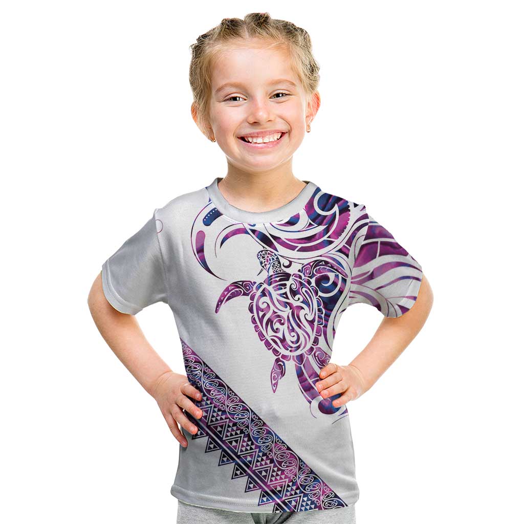 Mawhero Paua shell Kowhaiwhai Taniko Personalised Kid T Shirt Turtle Tattoo Maori Tribal Style