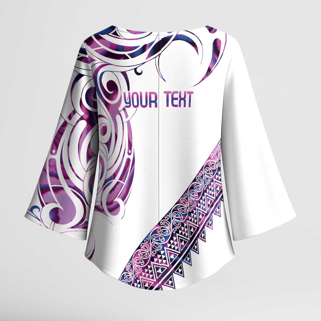 Mawhero Paua shell Kowhaiwhai Taniko Personalised Kimono Sleeve Blouse Turtle Tattoo Maori Tribal Style