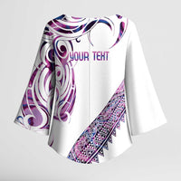 Mawhero Paua shell Kowhaiwhai Taniko Personalised Kimono Sleeve Blouse Turtle Tattoo Maori Tribal Style