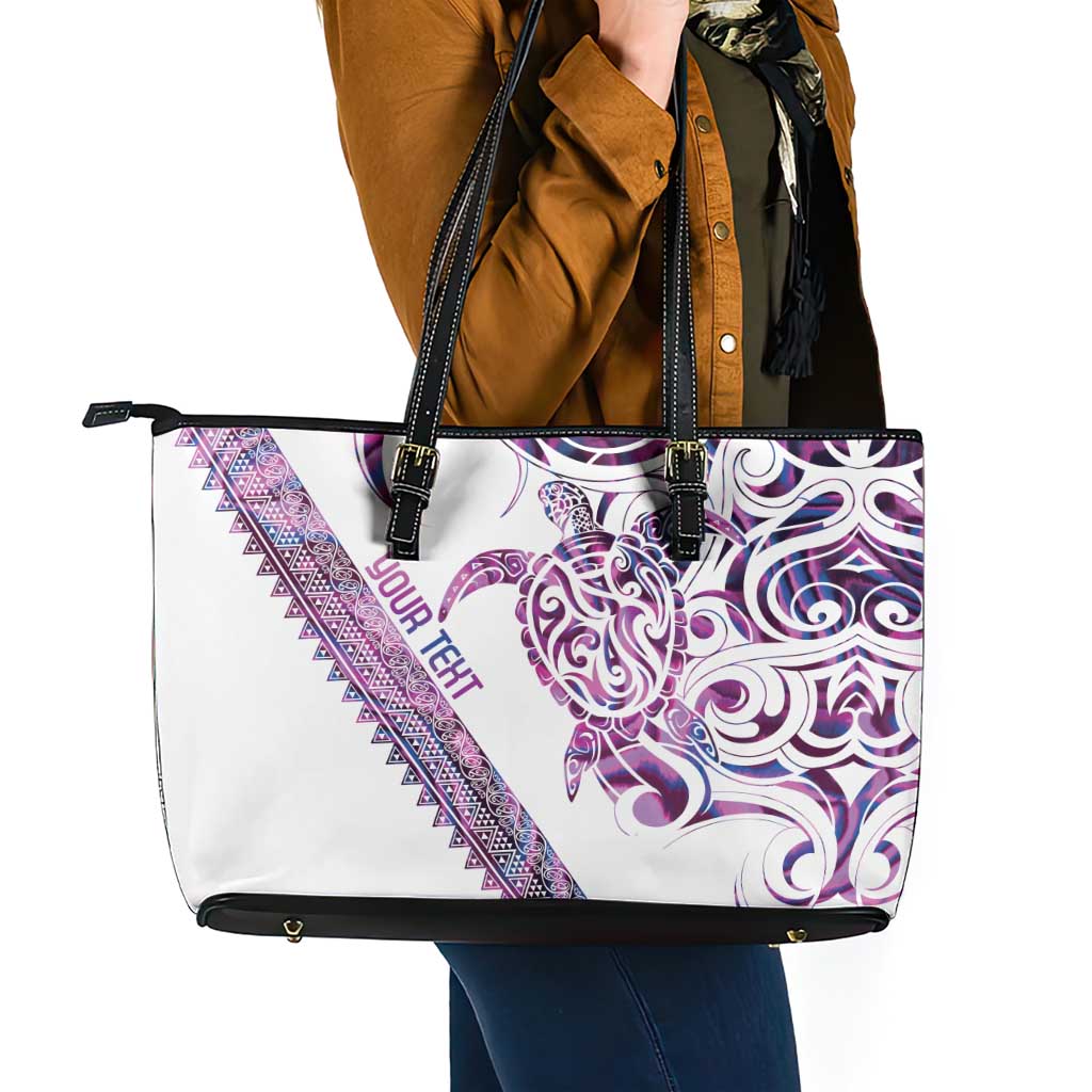 Mawhero Paua shell Kowhaiwhai Taniko Personalised Leather Tote Bag Turtle Tattoo Maori Tribal Style