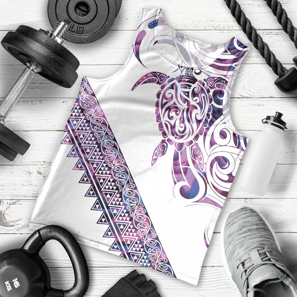 Mawhero Paua shell Kowhaiwhai Taniko Personalised Men Tank Top Turtle Tattoo Maori Tribal Style