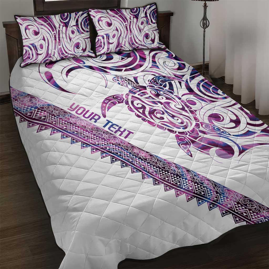 Mawhero Paua shell Kowhaiwhai Taniko Personalised Quilt Bed Set Turtle Tattoo Maori Tribal Style LT9 Pink - Polynesian Pride