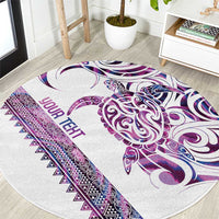 Mawhero Paua shell Kowhaiwhai Taniko Personalised Round Carpet Turtle Tattoo Maori Tribal Style LT9 Pink - Polynesian Pride