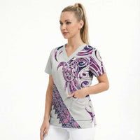 Mawhero Paua shell Kowhaiwhai Taniko Personalised Scrub Top Turtle Tattoo Maori Tribal Style