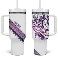 Mawhero Paua shell Kowhaiwhai Taniko Personalised Tumbler With Handle Turtle Tattoo Maori Tribal Style