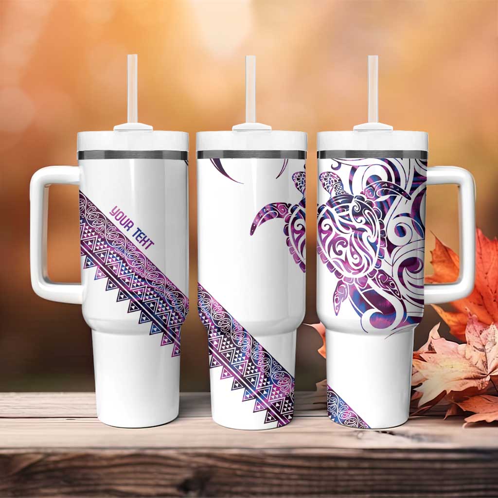 Mawhero Paua shell Kowhaiwhai Taniko Personalised Tumbler With Handle Turtle Tattoo Maori Tribal Style