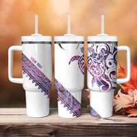 Mawhero Paua shell Kowhaiwhai Taniko Personalised Tumbler With Handle Turtle Tattoo Maori Tribal Style