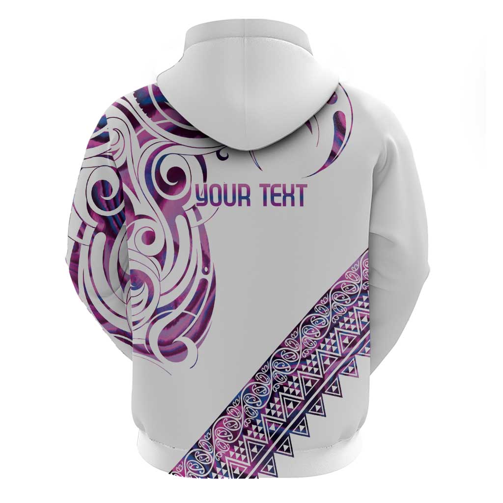 Mawhero Paua shell Kowhaiwhai Taniko Personalised Zip Hoodie Turtle Tattoo Maori Tribal Style