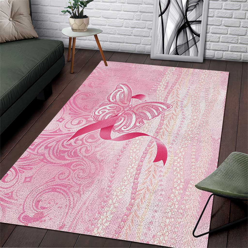 Breast Cancer Awareness Area Rug Maile Pikake Lokelani Crown Flower Lei Inspired LT9 Pink - Polynesian Pride