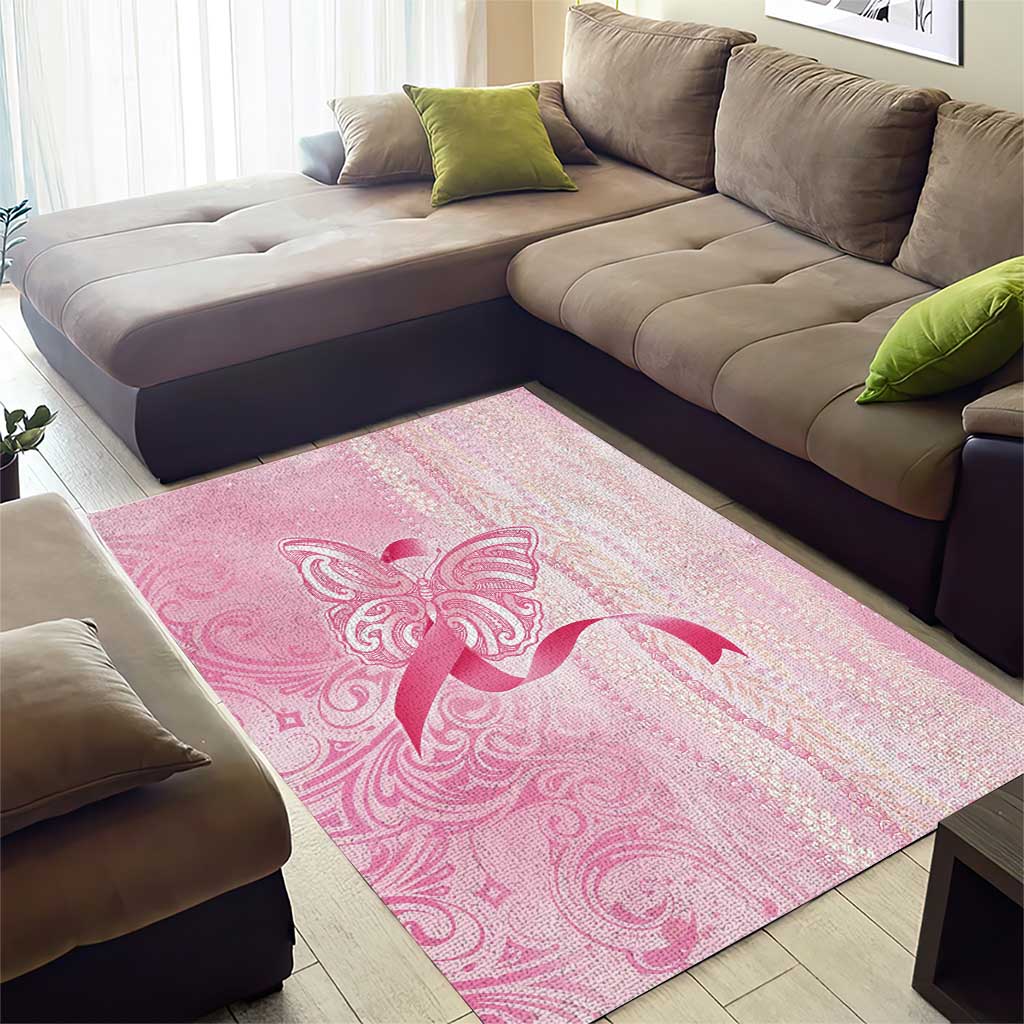 Breast Cancer Awareness Area Rug Maile Pikake Lokelani Crown Flower Lei Inspired LT9 - Polynesian Pride