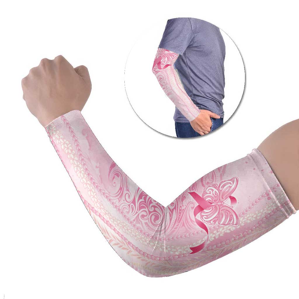 Breast Cancer Awareness Arm Sleeves Maile Pikake Lokelani Crown Flower Lei Inspired LT9 Set of 2 Pink - Polynesian Pride