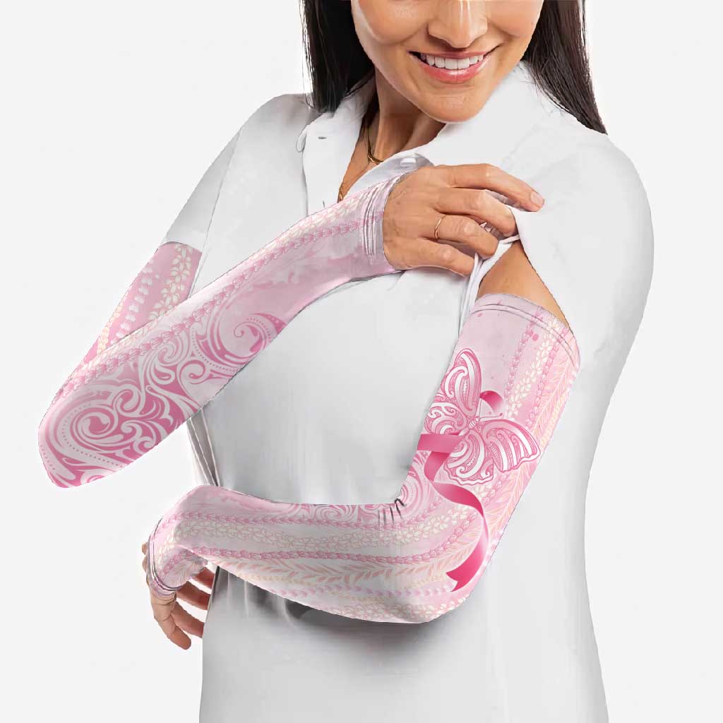 Breast Cancer Awareness Arm Sleeves Maile Pikake Lokelani Crown Flower Lei Inspired LT9 - Polynesian Pride