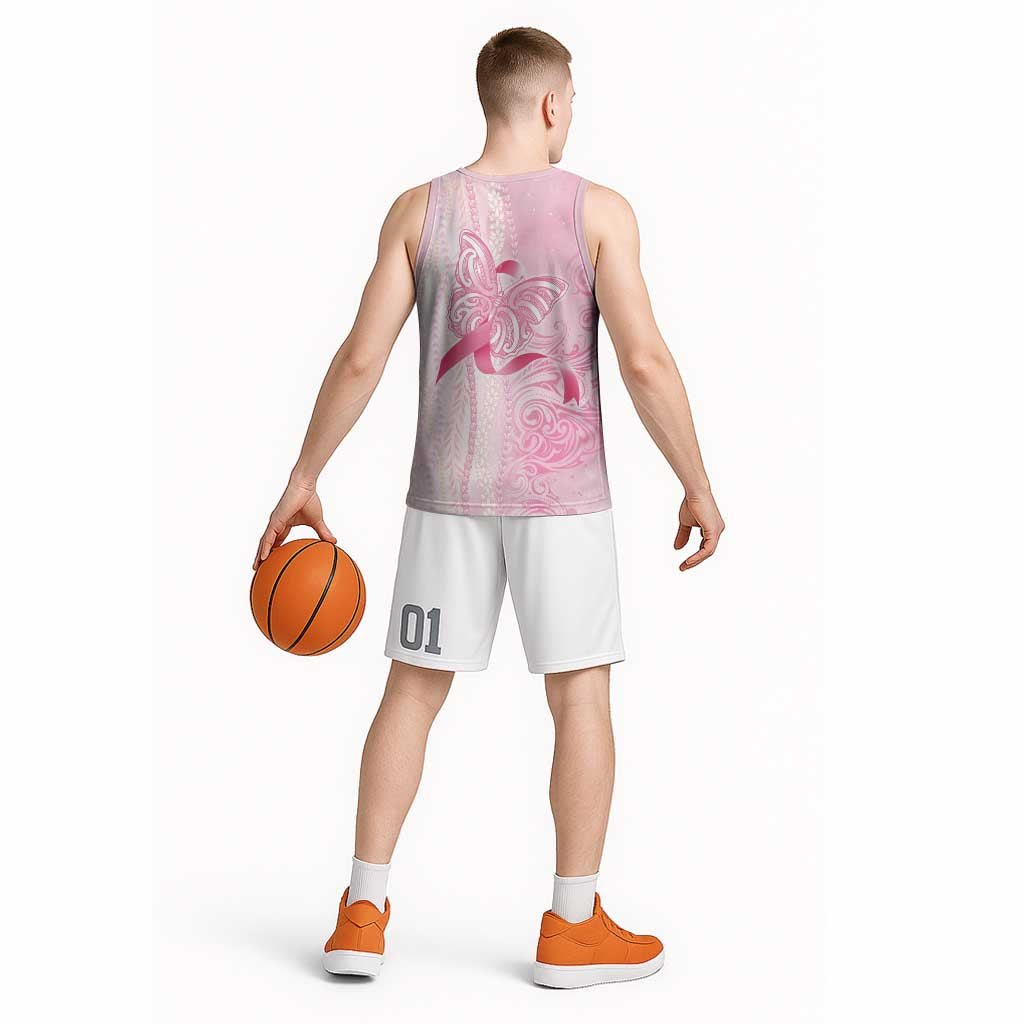 Breast Cancer Awareness Basketball Jersey Maile Pikake Lokelani Crown Flower Lei Inspired
