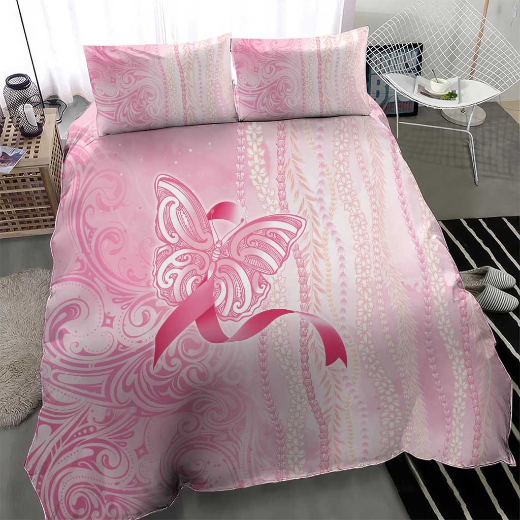 Breast Cancer Awareness Bedding Set Maile Pikake Lokelani Crown Flower Lei Inspired