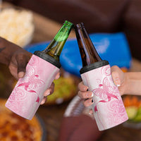 Breast Cancer Awareness 4 in 1 Can Cooler Tumbler Maile Pikake Lokelani Crown Flower Lei Inspired