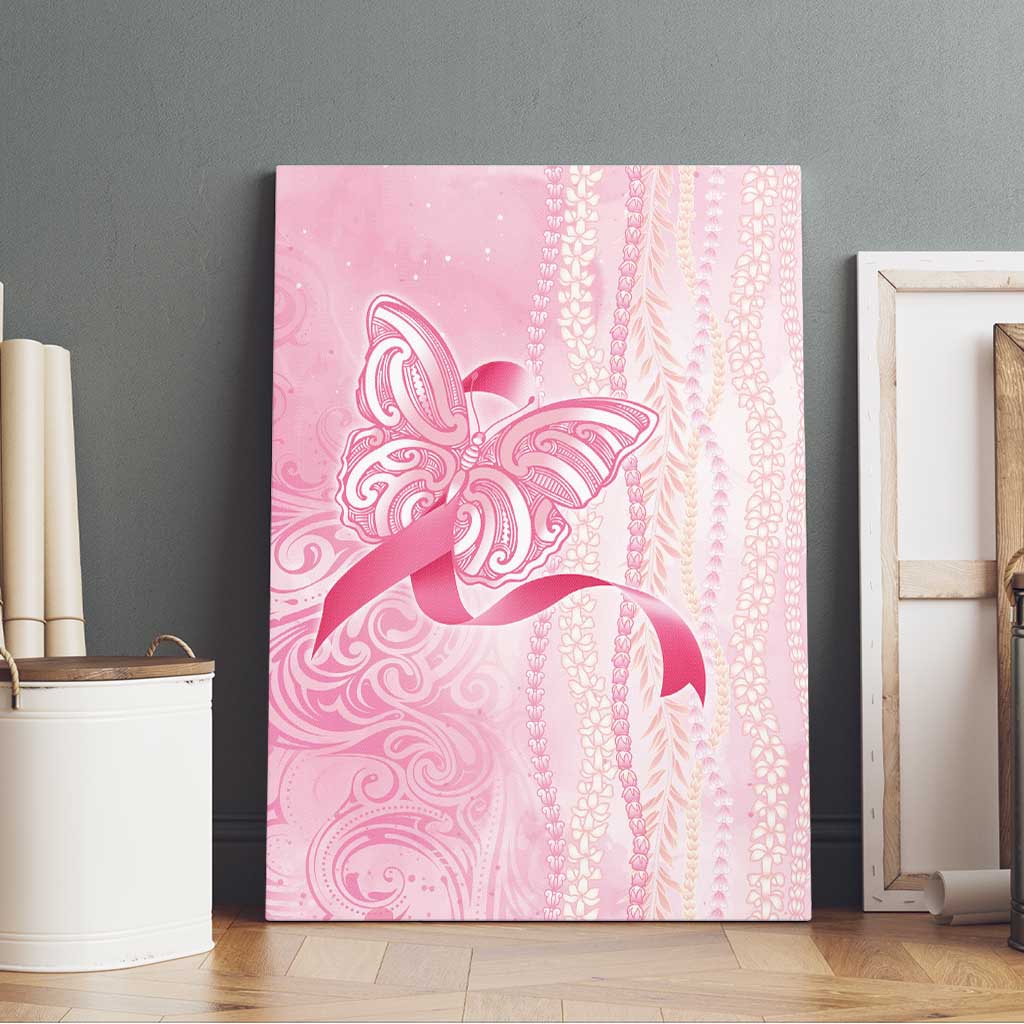 Breast Cancer Awareness Canvas Wall Art Maile Pikake Lokelani Crown Flower Lei Inspired