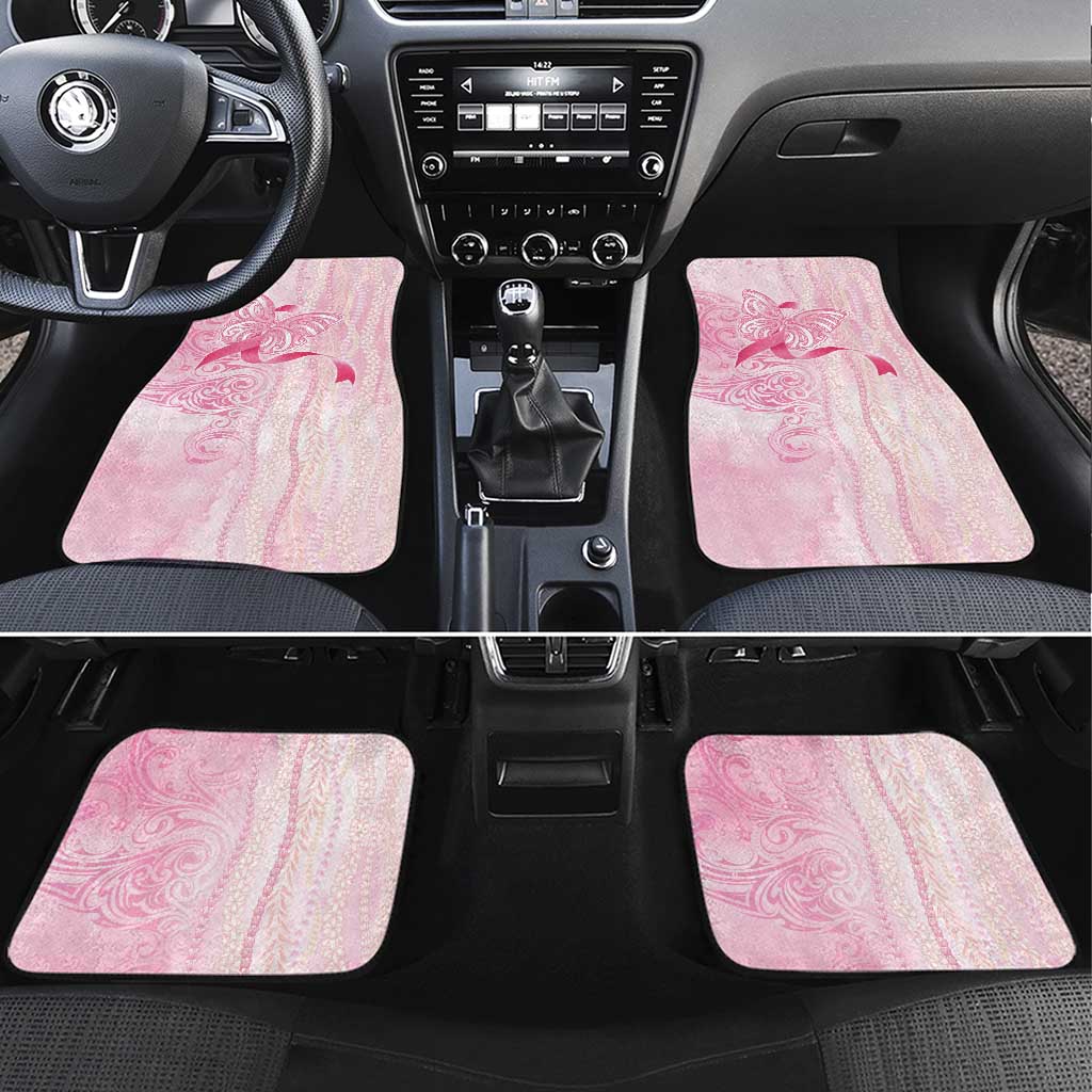 Breast Cancer Awareness Car Mats Maile Pikake Lokelani Crown Flower Lei Inspired LT9 Set 4pcs Pink - Polynesian Pride
