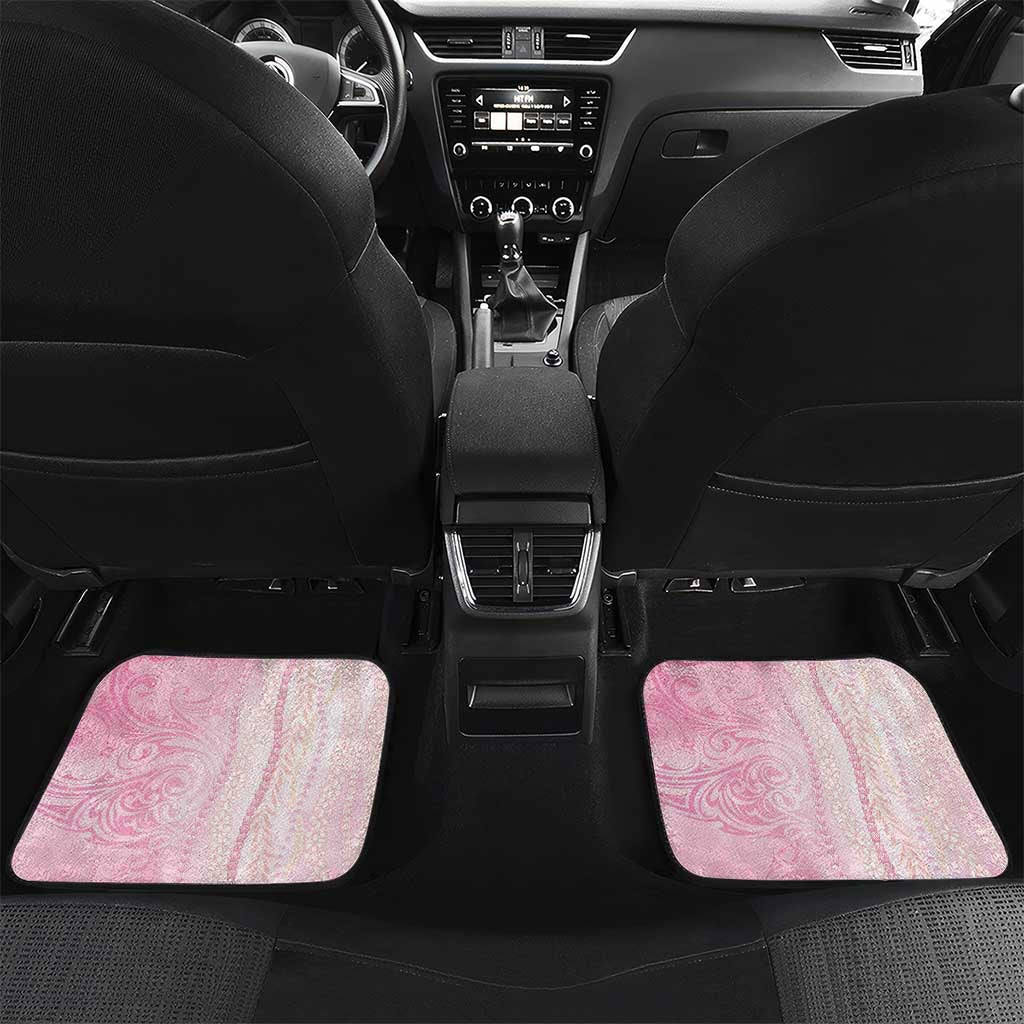 Breast Cancer Awareness Car Mats Maile Pikake Lokelani Crown Flower Lei Inspired LT9 Set 2pcs - Back Pink - Polynesian Pride
