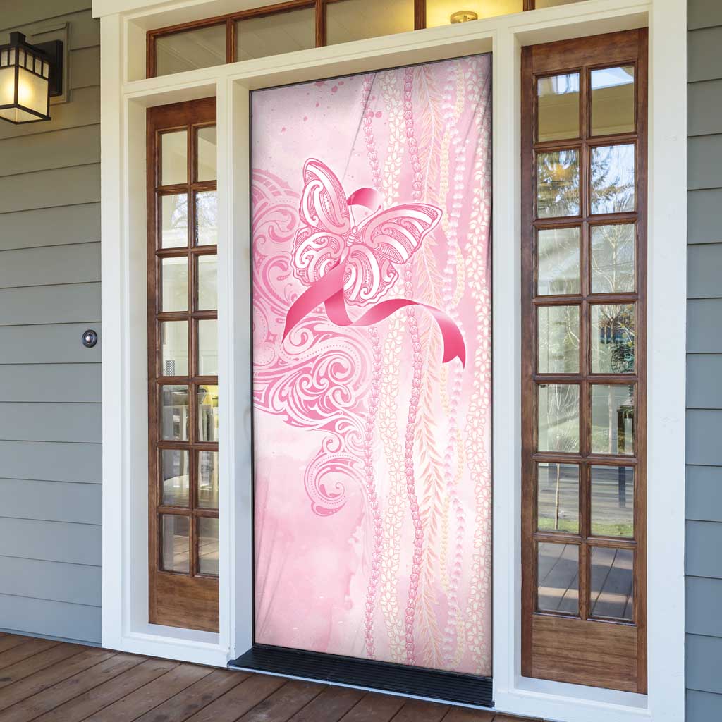 Breast Cancer Awareness Door Cover Maile Pikake Lokelani Crown Flower Lei Inspired