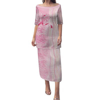 Breast Cancer Awareness Family Matching Puletasi and Hawaiian Shirt Maile Pikake Lokelani Crown Flower Lei Inspired