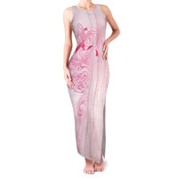 Breast Cancer Awareness Family Matching Tank Maxi Dress and Hawaiian Shirt Maile Pikake Lokelani Crown Flower Lei Inspired