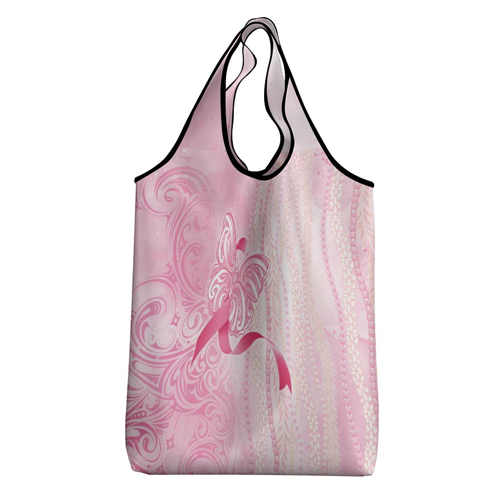 Breast Cancer Awareness Grocery Bag Maile Pikake Lokelani Crown Flower Lei Inspired LT9 - Polynesian Pride