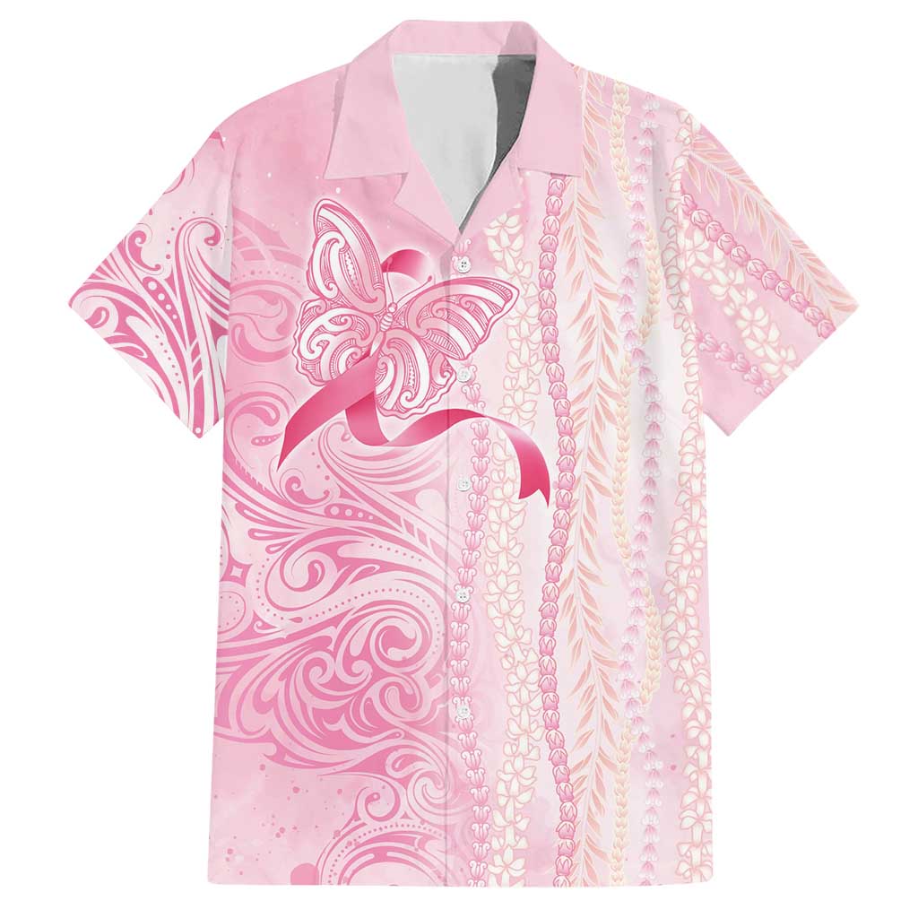 Breast Cancer Awareness Hawaiian Shirt Maile Pikake Lokelani Crown Flower Lei Inspired