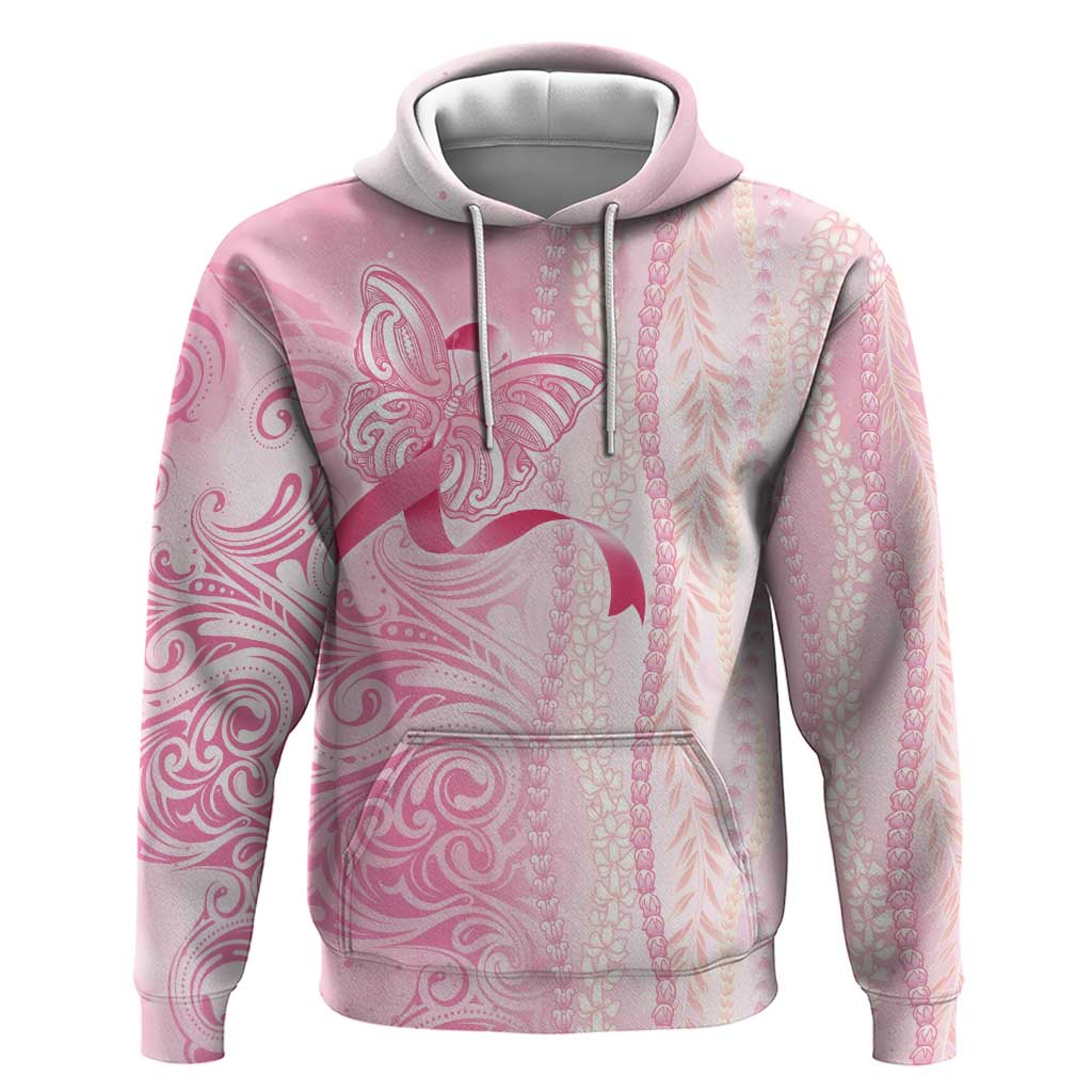 Breast Cancer Awareness Hoodie Maile Pikake Lokelani Crown Flower Lei Inspired LT9 Pullover Hoodie Pink - Polynesian Pride