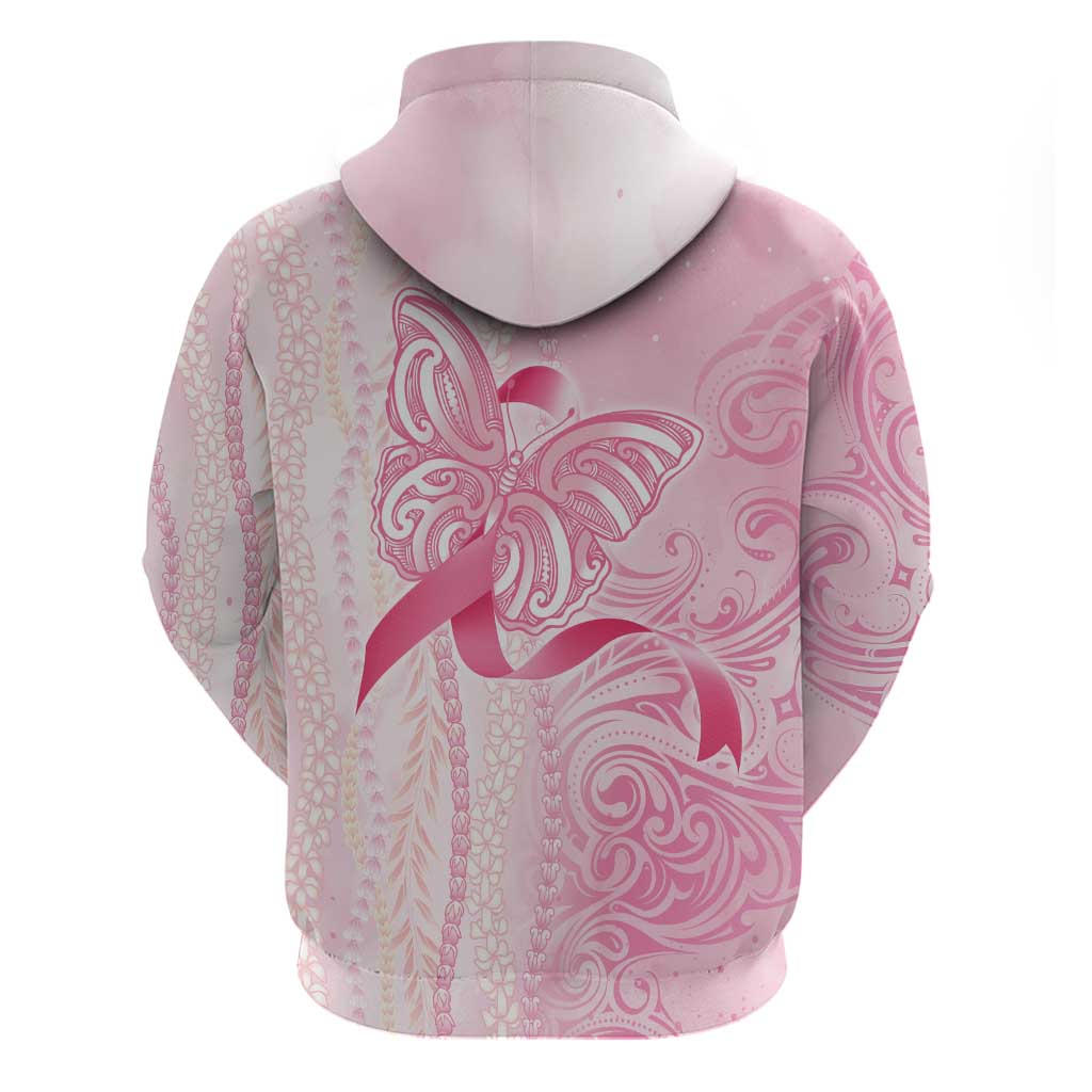 Breast Cancer Awareness Hoodie Maile Pikake Lokelani Crown Flower Lei Inspired LT9 - Polynesian Pride