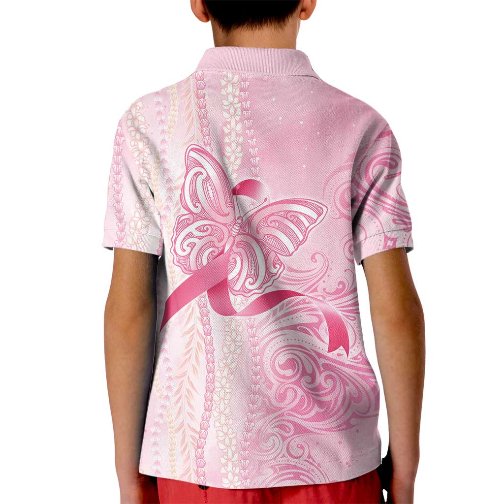 Breast Cancer Awareness Kid Polo Shirt Maile Pikake Lokelani Crown Flower Lei Inspired