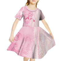 Breast Cancer Awareness Kid Short Sleeve Dress Maile Pikake Lokelani Crown Flower Lei Inspired
