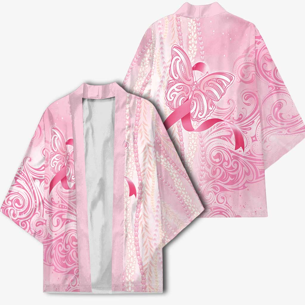 Breast Cancer Awareness Kimono Maile Pikake Lokelani Crown Flower Lei Inspired LT9 - Polynesian Pride