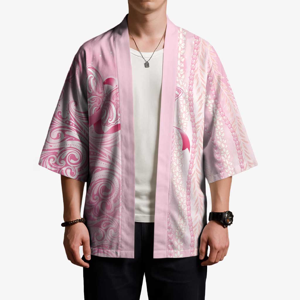 Breast Cancer Awareness Kimono Maile Pikake Lokelani Crown Flower Lei Inspired LT9 - Polynesian Pride