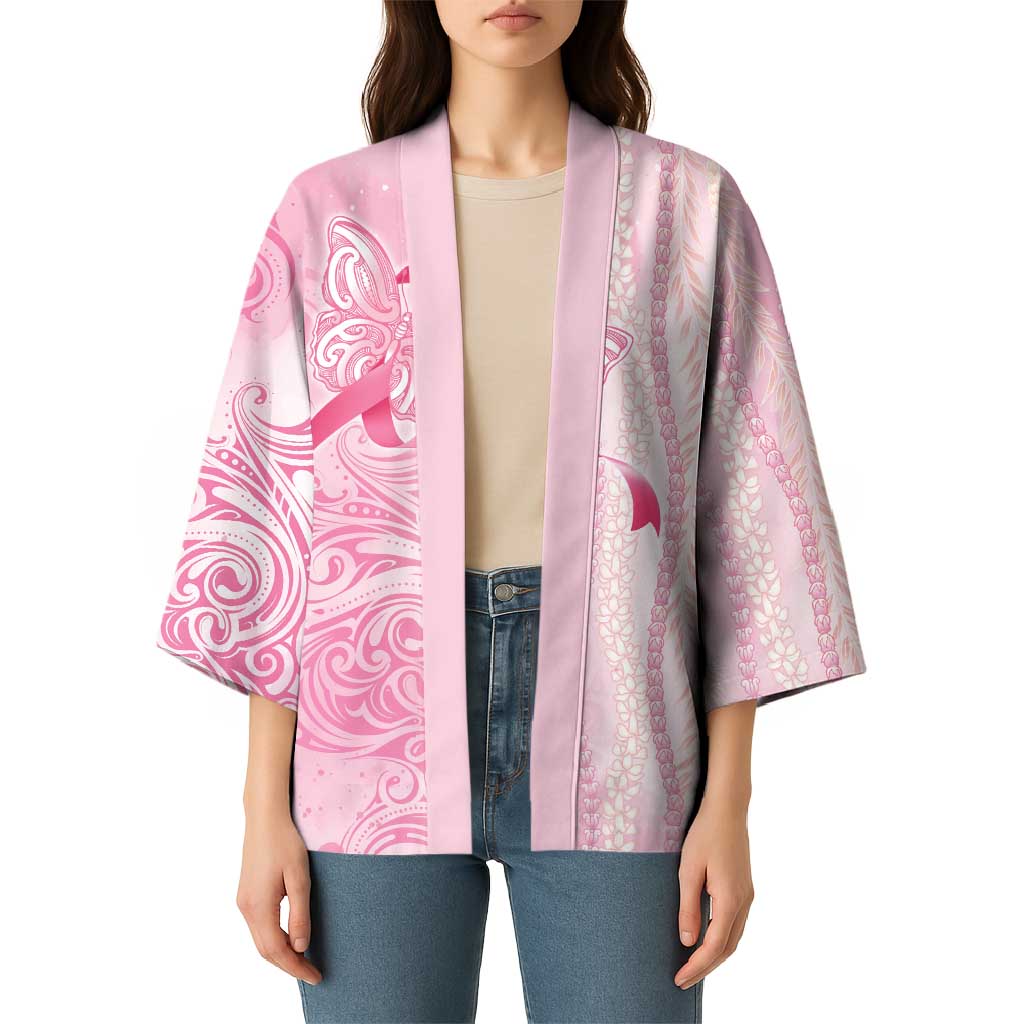 Breast Cancer Awareness Kimono Maile Pikake Lokelani Crown Flower Lei Inspired LT9 - Polynesian Pride