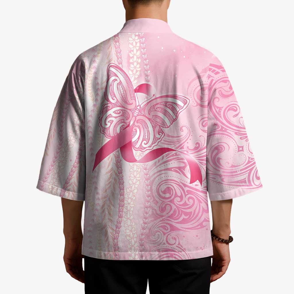 Breast Cancer Awareness Kimono Maile Pikake Lokelani Crown Flower Lei Inspired LT9 - Polynesian Pride