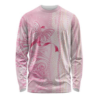 Breast Cancer Awareness Long Sleeve Shirt Maile Pikake Lokelani Crown Flower Lei Inspired