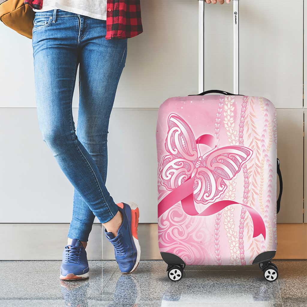 Breast Cancer Awareness Luggage Cover Maile Pikake Lokelani Crown Flower Lei Inspired
