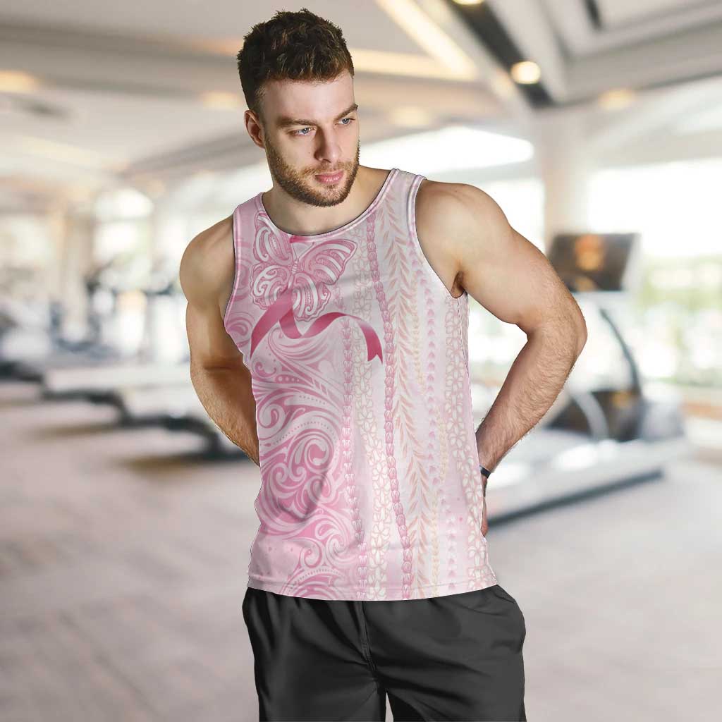 Breast Cancer Awareness Men Tank Top Maile Pikake Lokelani Crown Flower Lei Inspired
