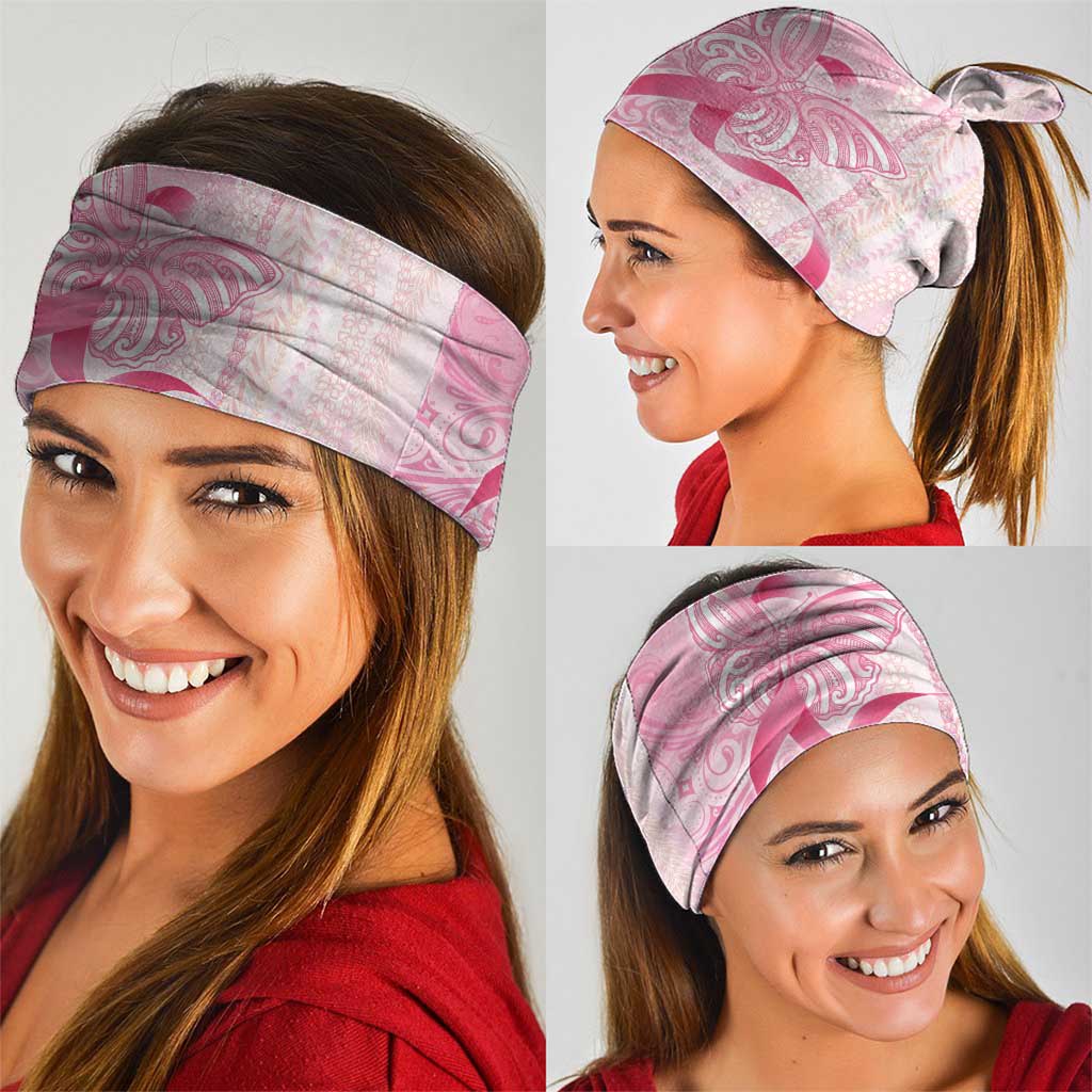 Breast Cancer Awareness Neck Gaiter Maile Pikake Lokelani Crown Flower Lei Inspired LT9 - Polynesian Pride