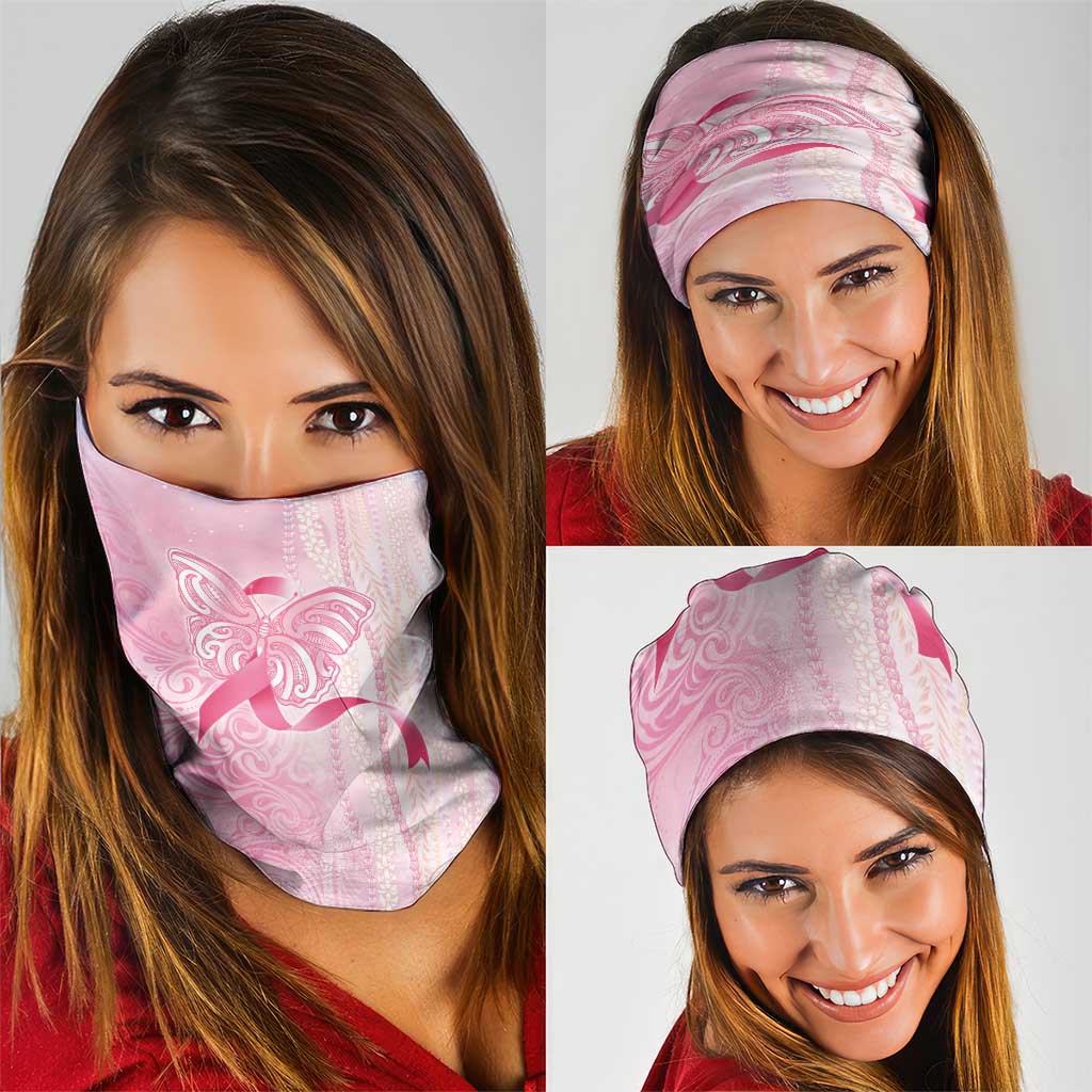 Breast Cancer Awareness Neck Gaiter Maile Pikake Lokelani Crown Flower Lei Inspired LT9 - Polynesian Pride