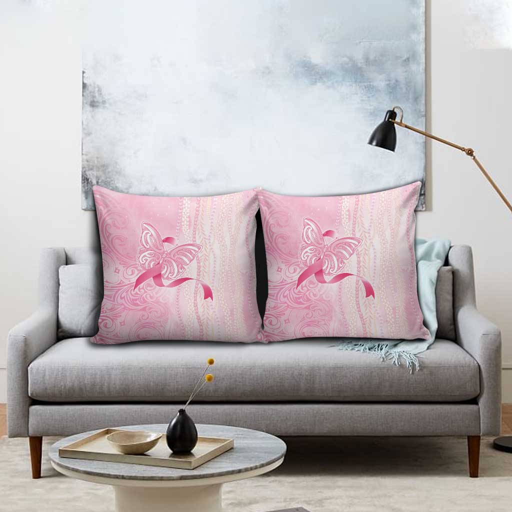 Breast Cancer Awareness Pillow Cover Maile Pikake Lokelani Crown Flower Lei Inspired